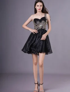 Short Organza Homecoming Dress 2021 With Rhinestones Detailing