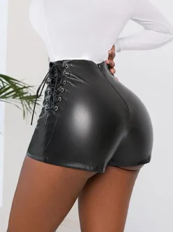 Shorts For Woman PU Leather Casual Bottoms