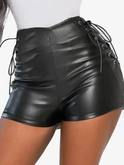 Shorts For Woman PU Leather Casual Bottoms