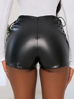 Shorts For Woman PU Leather Casual Bottoms