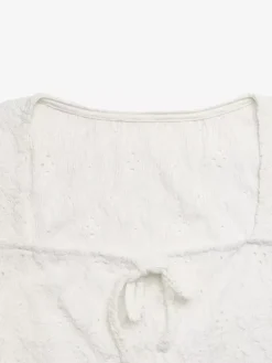 Short Sleeves Tees Ecru White Bows Square Neck Tee Shirt For Women