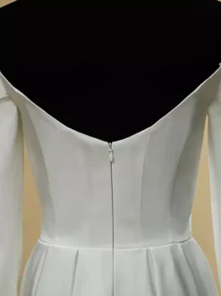 Short Wedding Dress Square Neck Long Sleeves A-Line Short Short Bridal Dress