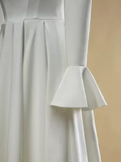 Short Wedding Dress Square Neck Long Sleeves A-Line Short Short Bridal Dress