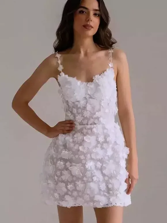 Short Wedding Dress Sweetheart Neck Sleeveless Short Short Bridal Dresses