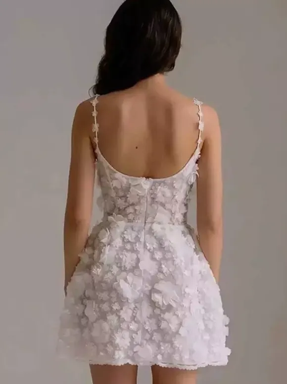 Short Wedding Dress Sweetheart Neck Sleeveless Short Short Bridal Dresses
