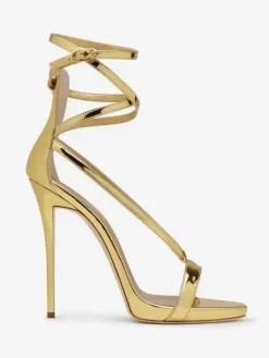 Silver High Heel Sandals Metallic Criss Cross Ankle Strap Prom Party Shoes