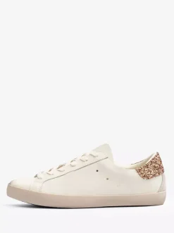 Silver Lace Up Skate Sneakers For Women