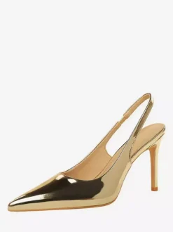 Silver High Heel Pumps Women's Pointed Toe Slip On Pumps