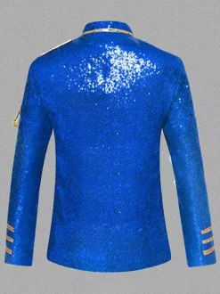 Silver Vintage Top Vintage Sequins Chains Long Sleeves Polyester Polyester Fiber Overcoat Retro Costumes For Man Burgundy