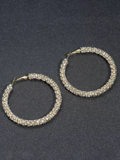 Simple Rhinestone Large Hoop Earrings For Women 2026