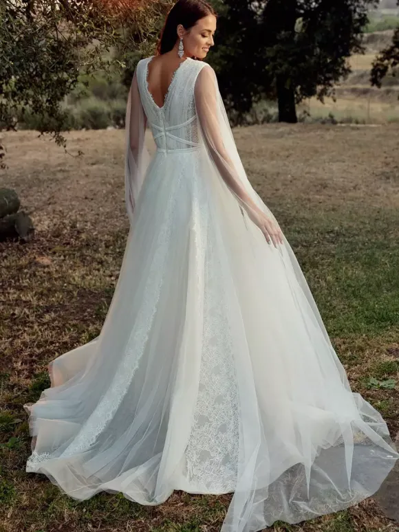 Simple Wedding Dress A-Line V-Neck Sleeveless Sash Bridal Gowns