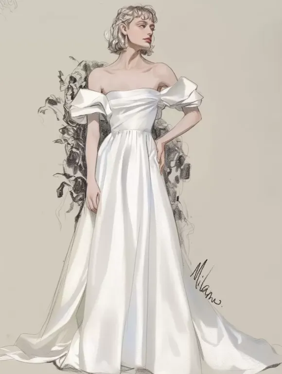 Simple Wedding Dress Princess Silhouette Strapless Short Sleeves 30cm Bridal Gowns