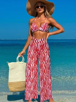 Simple Bikini And Sheer Beach Pants 3 Piece Set For Summer 2026