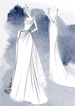 Simple Wedding Dress Mermaid Designed Neckline Sleeveless Lace 20cm Bridal Gowns