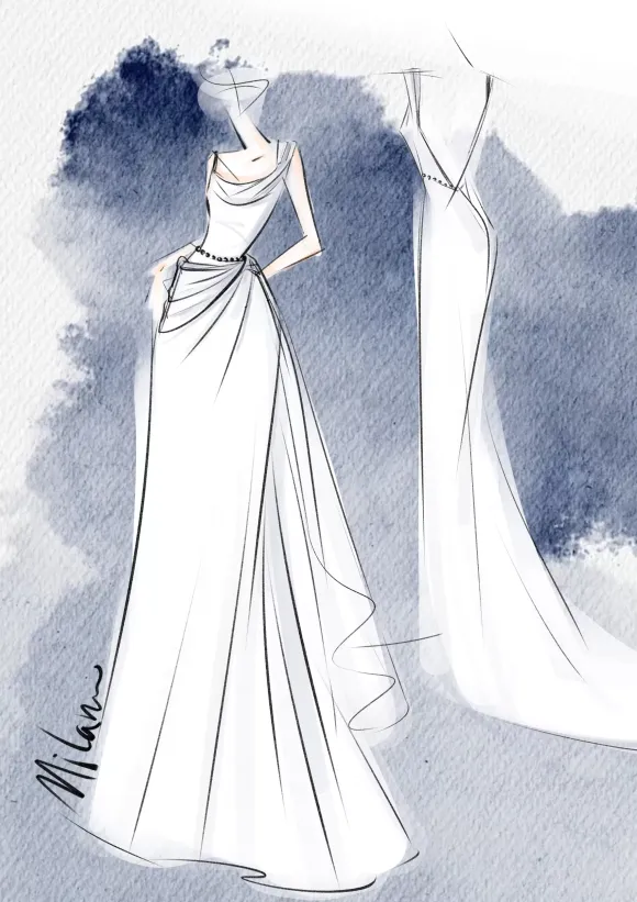 Simple Wedding Dress Mermaid Designed Neckline Sleeveless Pearls 60cm Bridal Dresses