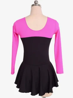 Skating Dress Rose Polyester Long Sleeves Two-Tone Dance Costumes