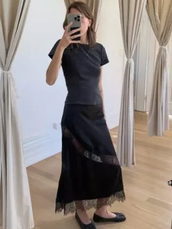 Skirts Apricot Polyester Chic Spring Long Women's Bottoms
