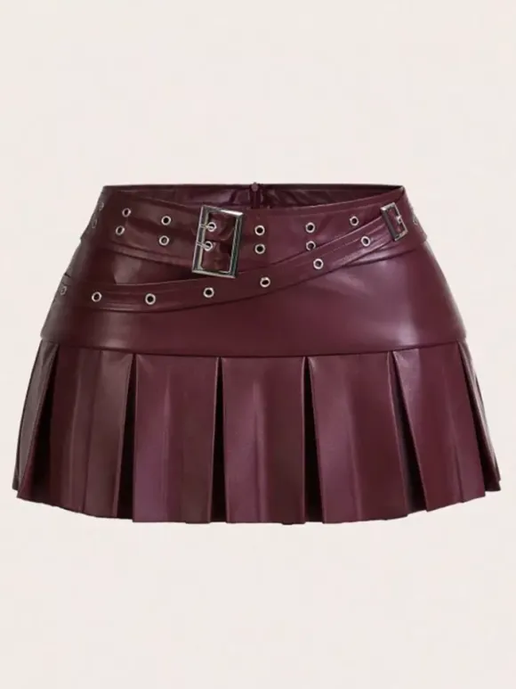 Skirts Auburn Natural Waist PU Leather Chic Fall Short Women's Bottoms