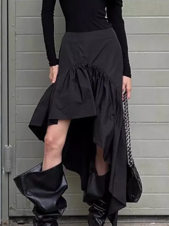 Skirts Black Irregular Short Women's Bottoms