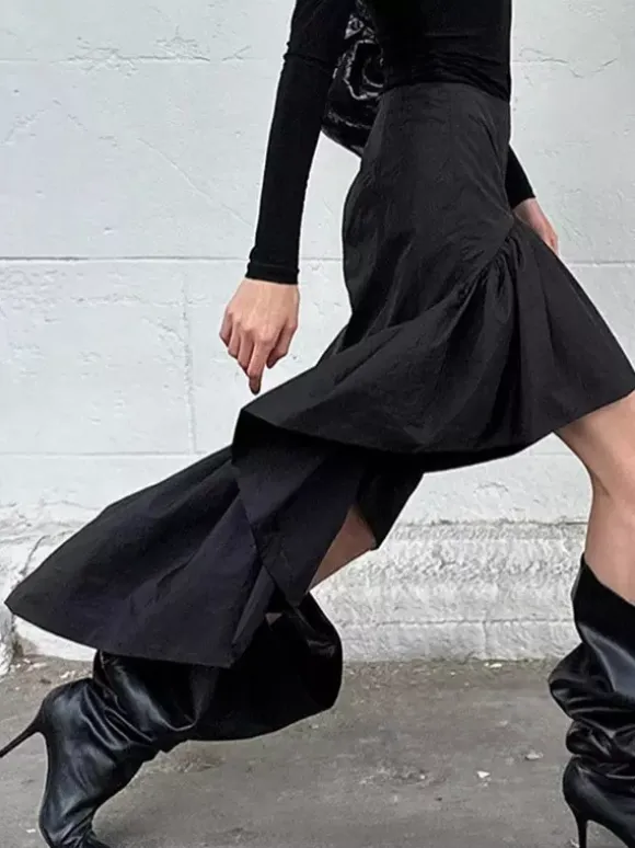 Skirts Black Irregular Short Women's Bottoms