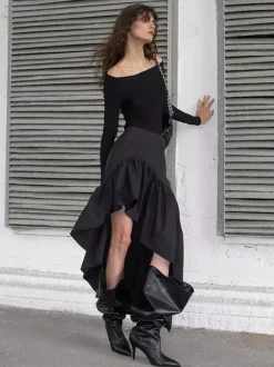 Skirts Black Irregular Short Women's Bottoms