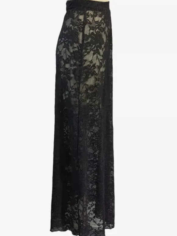 Skirts Black Lace Raised Waist Sexy Sheer Long Women's Bottoms