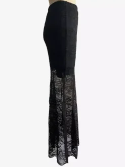 Skirts Black Lace Raised Waist Elegant Sheer Long Women's Bottoms