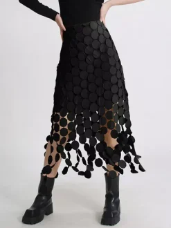 Skirts Black Raised Waist Elegant Long Women's Bottoms