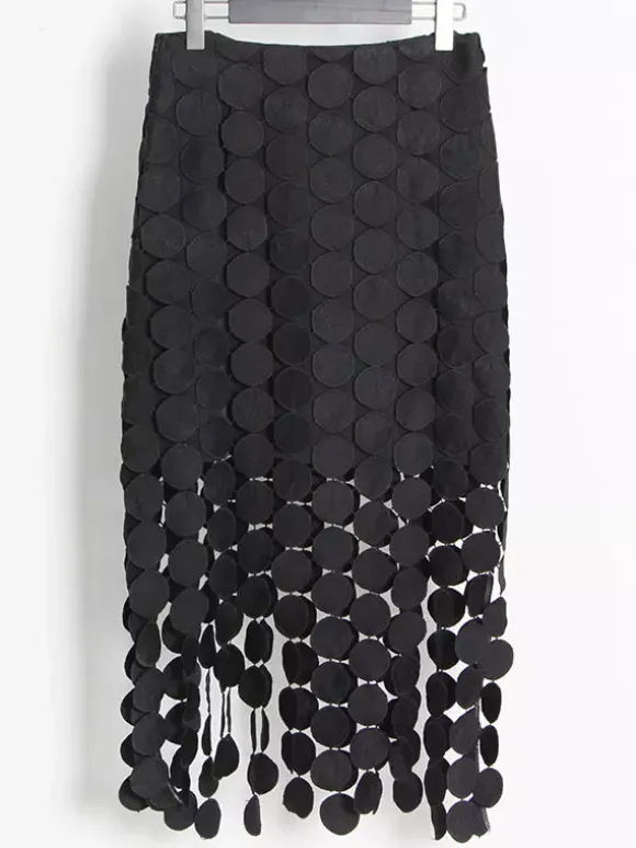 Skirts Black Raised Waist Elegant Long Women's Bottoms