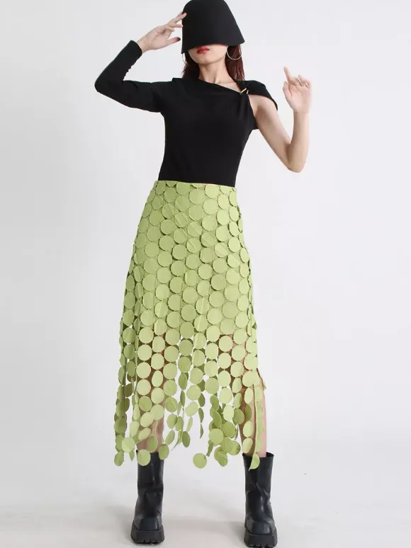 Skirts Black Raised Waist Elegant Long Women's Bottoms