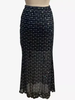 Skirts Black Raised Waist Polka Dot Elegant Long Women's Bottoms