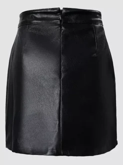 Skirts Black Raised Waist PU Leather Sexy Mini Women's Bottoms