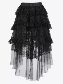 Skirts Black Sexy Irregular Floral Print Fall Knee Length Women's Bottoms
