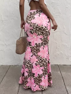 Skirts Brown Clothes Raised Waist Sexy Summer Long Women's Bottoms