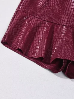 Skirts Burgundy Slim Fit Raised Waist Sexy Mini Women's Bottoms