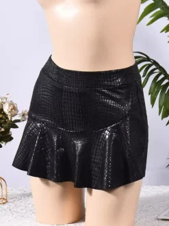 Skirts Burgundy Slim Fit Raised Waist Sexy Mini Women's Bottoms