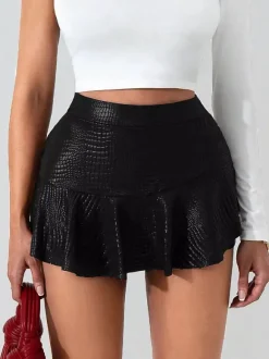 Skirts Burgundy Slim Fit Raised Waist Sexy Mini Women's Bottoms