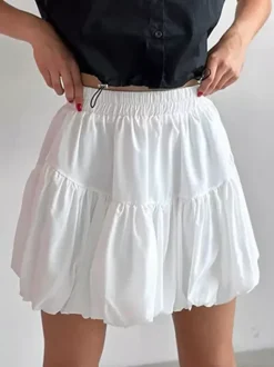 Skirts White Chiffon Elegant Mini Women's Bottoms