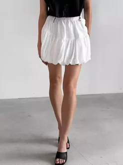 Skirts White Chiffon Elegant Mini Women's Bottoms