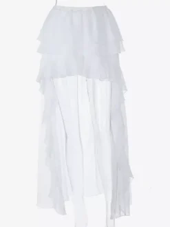Skirts White Irregular Raised Waist Elegant Short Women's Bottoms