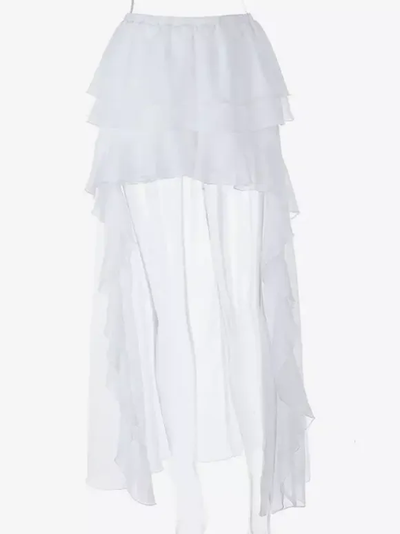 Skirts White Irregular Raised Waist Elegant Short Women's Bottoms