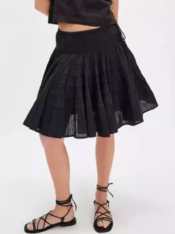 Skirts White Natural Waist Chic Pleated Women's Bottoms