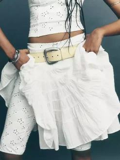 Skirts White Natural Waist Chic Pleated Women's Bottoms