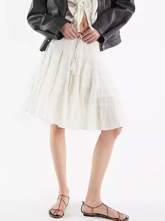 Skirts White Natural Waist Chic Pleated Women's Bottoms