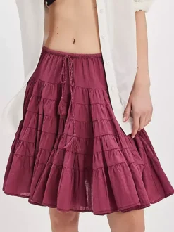 Skirts White Natural Waist Chic Pleated Women's Bottoms