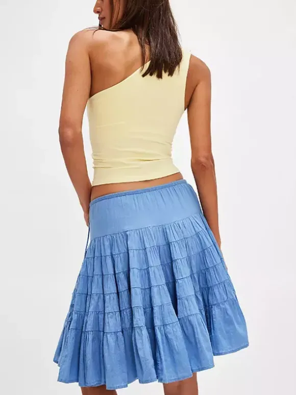 Skirts White Natural Waist Chic Pleated Women's Bottoms