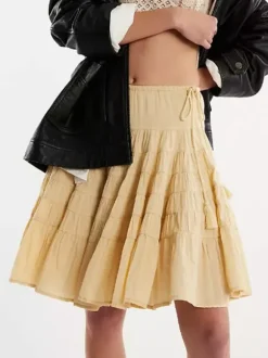 Skirts White Natural Waist Chic Pleated Women's Bottoms