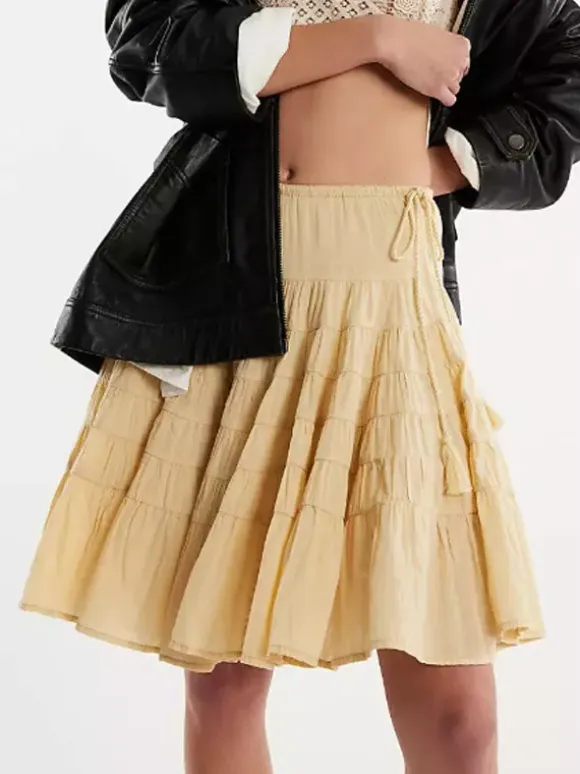 Skirts White Natural Waist Chic Pleated Women's Bottoms