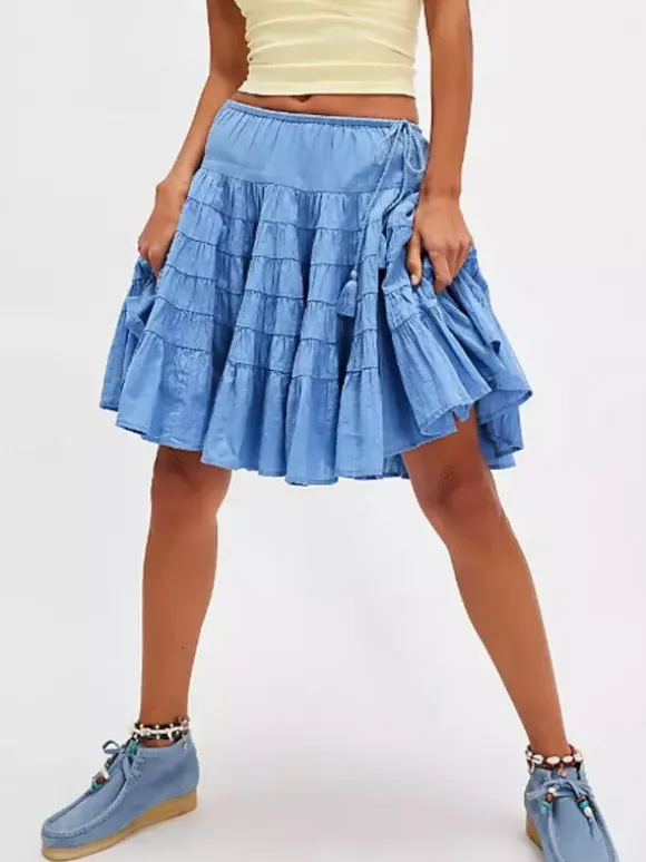 Skirts White Natural Waist Chic Pleated Women's Bottoms