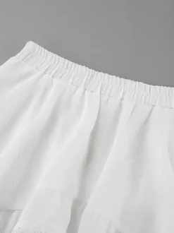 Skirts White Raised Waist Elegant Mini Women's Bottoms